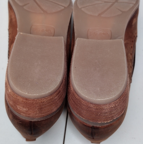 Kork-Ease Brown Leather Boho Low Stacked Heel Slip On Loafers Ankle Booties Sz11 - Picture 11 of 13